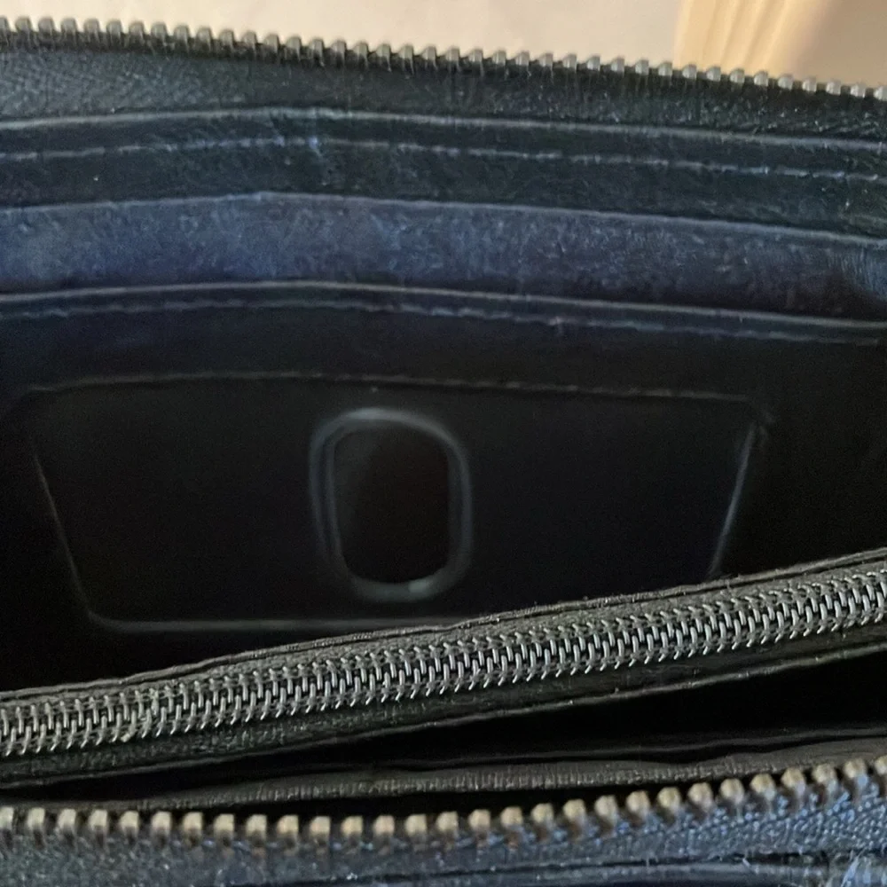 RACHEL ROY Black Faux Leather Wallet Chain Shoulder Bag